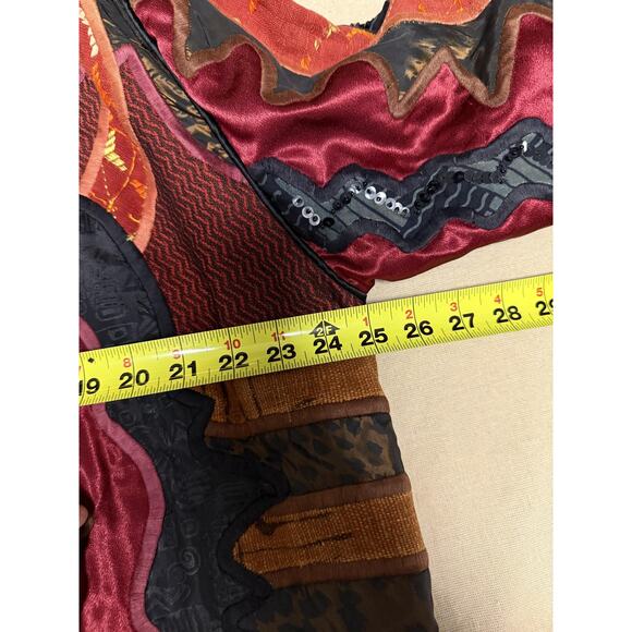 La Coleccion Judith Roberts Jacket Womens Medium Red Black Patchwork Beaded Boho - Picture 11 of 15